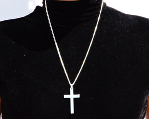 Simple Cross Necklace - SILVER